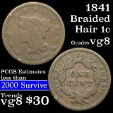1841 Braided Hair Large Cent 1c Grades vg, very good