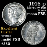 1916-p Mercury Dime 10c Grades GEM+ FSB