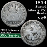 1854-p Seated Liberty Quarter 25c Grades vg, very good