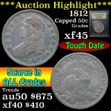 ***Auction Highlight*** 1812 Capped Bust Half Dollar 50c Graded xf+ By USCG (fc)