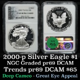 NGC 2000-p Silver Eagle Dollar $1 Graded pr69 dcam By NGC