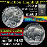 ***Auction Highlight*** 1930-p Buffalo Nickel 5c Graded GEM+ Unc By USCG (fc)