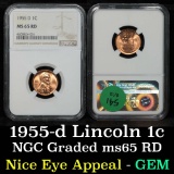 NGC 1955-d Lincoln Cent 1c Graded ms65 rd By NGC