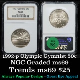 NGC 1992-p olympics Modern Commem Half Dollar 50c Graded ms69 By NGC