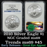 NGC 2012 Silver Eagle Dollar $1 Graded ms69 By NGC