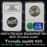 NGC 1995-s olympics basketball Modern Commem Half Dollar 50c Graded ms69 By NGC