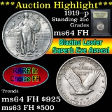 ***Auction Highlight*** 1919-p Standing Liberty Quarter 25c Graded Choice Unc FH By USCG (fc)