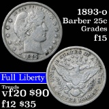 1893-o Barber Quarter 25c Grades f+