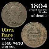 1804 Draped Bust Half Cent 1/2c Grades xf details