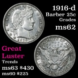 1916-d Barber Quarter 25c Grades Select Unc