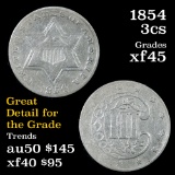 1854 3 Cent Silver 3cs Grades xf+