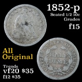 1852-p Seated Liberty Half Dime 1/2 10c Grades f+