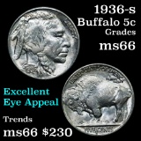 1936-s Buffalo Nickel 5c Grades GEM+ Unc