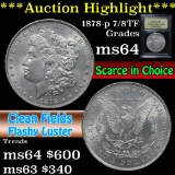 ***Auction Highlight*** 1878-p 7/8tf Morgan Dollar $1 Graded Choice Unc By USCG (fc)