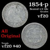 1854-p Seated Liberty Half Dime 1/2 10c Grades vf, very fine