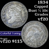 1834 Capped Bust Half Dime 1/2 10c Grades vf, very fine