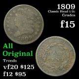 1809 Classic Head half cent 1/2c Grades f+