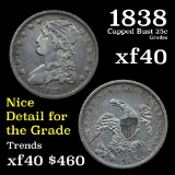 1838 Capped Bust Quarter 25c Grades xf