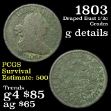 1803 Draped Bust Half Cent 1/2c Grades g details