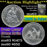 ***Auction Highlight*** 1855-p Seated Liberty Quarter 25c Graded Select Unc By USCG (fc)