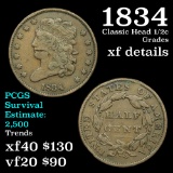 1834 Classic Head half cent 1/2c Grades xf details