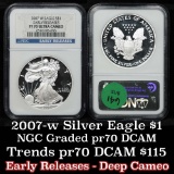 NGC 2007-w Silver Eagle Dollar $1 Graded pr70 dcam By NGC