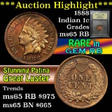 ***Auction Highlight*** 1888 Indian Cent 1c Graded GEM Unc RB By USCG (fc)