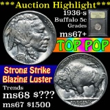 ***Auction Highlight*** 1936-s Buffalo Nickel 5c Graded GEM++ Unc By USCG (fc)