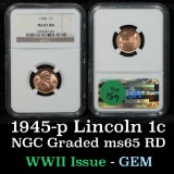 NGC 1945-p Lincoln Cent 1c Graded ms65 rd By NGC