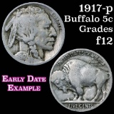 1917-p Buffalo Nickel 5c Grades f, fine