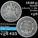 1849-p Seated Liberty Half Dime 1/2 10c Grades vg, very good