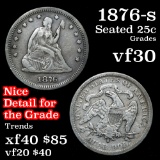 1876-s Seated Liberty Quarter 25c Grades vf++