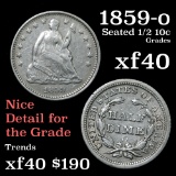 1859-o Seated Liberty Half Dime 1/2 10c Grades xf