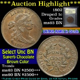 ***Auction Highlight*** 1802 Draped Bust Large Cent 1c Graded Select Unc BN By USCG (fc)