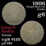 1806 Draped Bust Half Cent 1/2c Grades g+