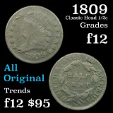 1809 Classic Head half cent 1/2c Grades f, fine