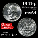 1941-p Washington Quarter 25c Grades Choice Unc