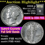 ***Auction Highlight*** 1918-p Mercury Dime 10c Graded GEM FSB By USCG (fc)