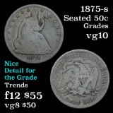 1875-s Seated Half Dollar 50c Grades vg+