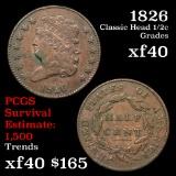 1826 Classic Head half cent 1/2c Grades xf