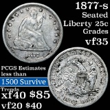 1877-s Seated Liberty Quarter 25c Grades vf++