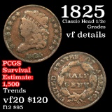 1825 Classic Head half cent 1/2c Grades vf details