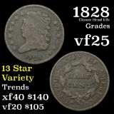 1828 Classic Head half cent 1/2c Grades vf+