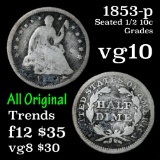 1853-p Seated Liberty Half Dime 1/2 10c Grades vg+