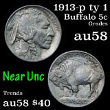1913-p ty1 Buffalo Nickel 5c Grades Choice AU/BU Slider