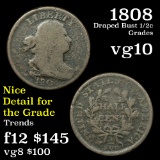 1808 Draped Bust Half Cent 1/2c Grades vg+