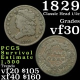 1829 Classic Head half cent 1/2c Grades vf++