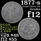 1877-s Seated Half Dollar 50c Grades f, fine