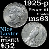 1925-p Peace Dollar $1 Grades Select Unc