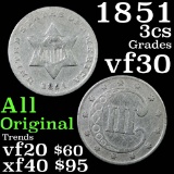 1851 3 Cent Silver 3cs Grades vf++